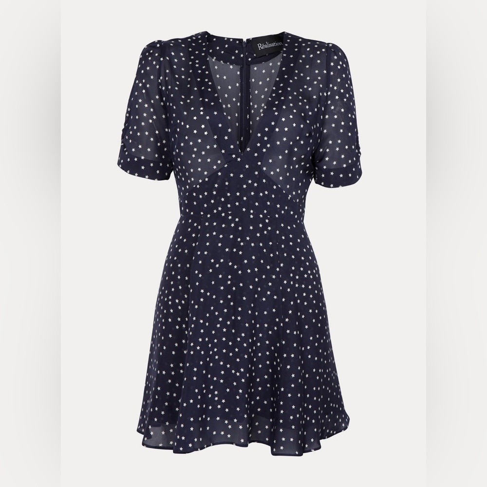 Realisation Par Navy and White Star Mini Dress